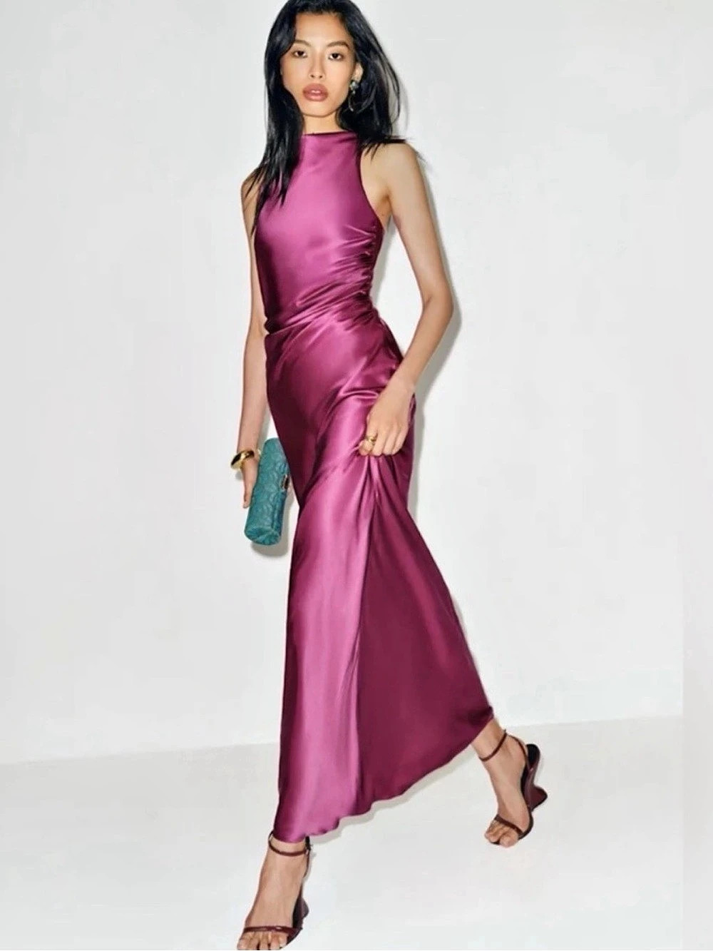 Reformation Silk Backless Maxi Dress in Pink Size 4 Like New